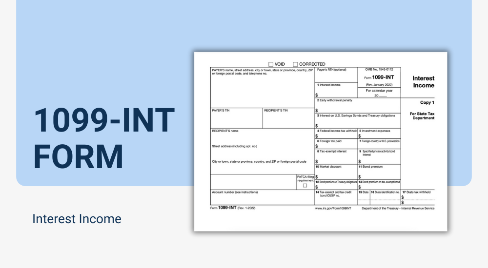 A blank copy of IRS Form 1099-INT for 2023